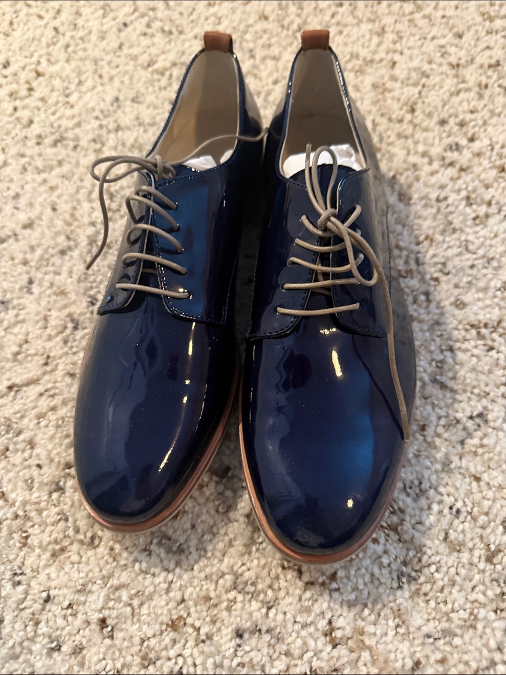 AGL Women’s Navy Patent Lace-Up Loafer